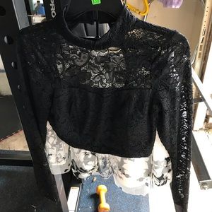 Two piece floral prom dress